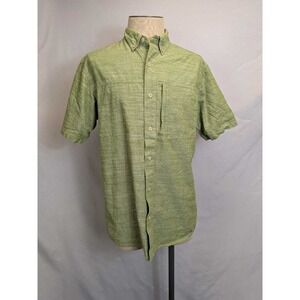 Hobbs Creek Men's Short Sleeve Button Down Shirt Green Size L Textured Casual